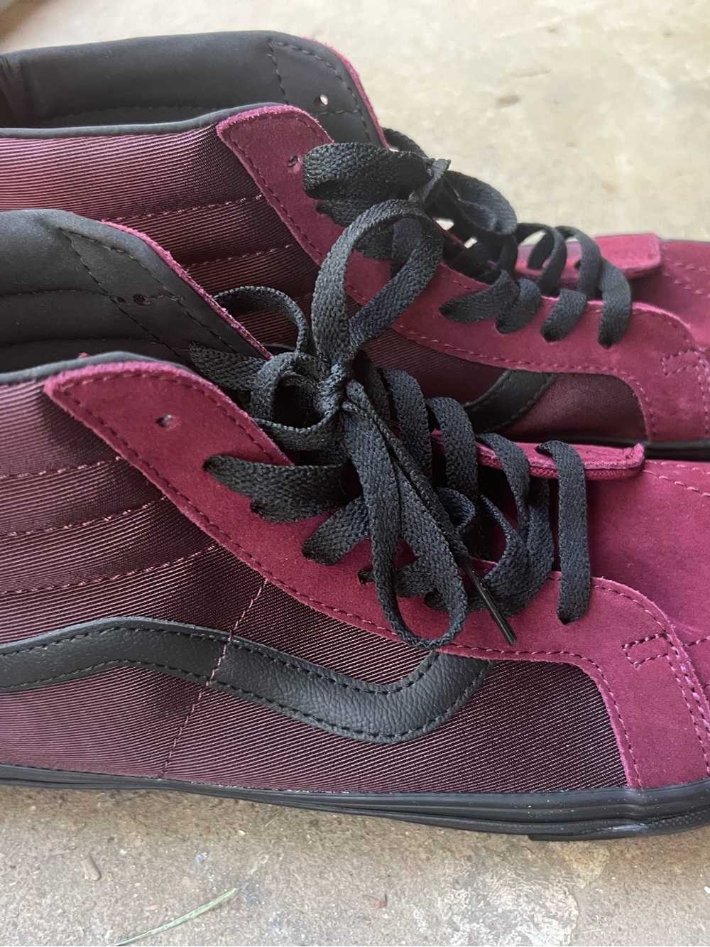 Vans Burgundy and Black High-Top Skate Sneakers